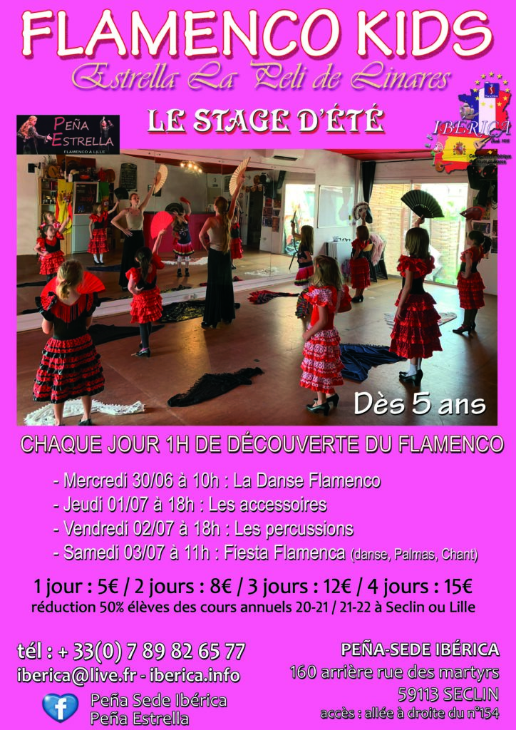 stage été Danse flamenco enfants Lille Seclin Nord pas de Calais Hauts de France Estrella La Peli